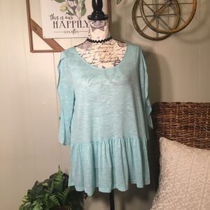 Ana blue ruffle top